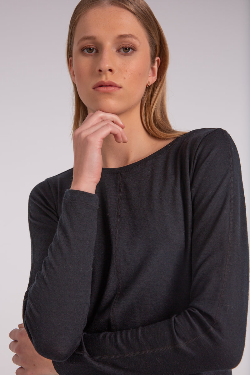 LEVEL DRESS | BLACK MERINO